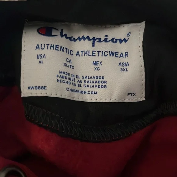 Mens Cozy up with this champion hoodie, cranberry in color with camo writing - Picture 10 of 12